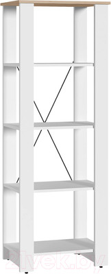 Стеллаж Mobi Джастин 13.354 (белый PE шагрень/дуб белый exclusive OW D4430)