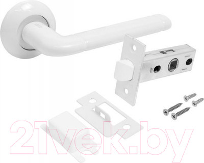 Ручка дверная Аллюр Арт Поло W+L45-8 W 15110/S45 / 14668 (матовый белый)