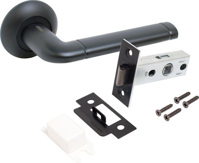 Ручка дверная Аллюр Арт Поло BL+L45-8 BL 15150/S45 / 14669 (черный матовый)