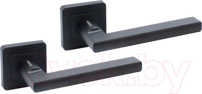 Ручка дверная УЗК Аллюр Арт Венсан BL+L45-8 BL 26150/S45 / 15198 (черный матовый)
