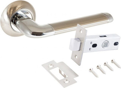 Ручка дверная Аллюр Арт Поло SN/CP+L45-8 SN 1582/S45 / 14662 (никель матовый)