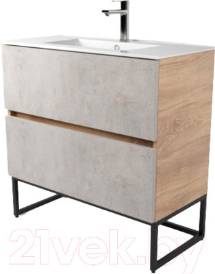 Тумба под умывальник Дабер 012 WeltWasser Deilbach 7517-70 / Т12.7W.2.7 (дуб канзас коричневый/бетон чикаго)