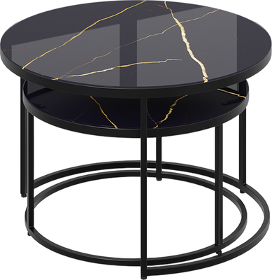 Журнальный столик ТриЯ Вега (черный/стекло черный золото)