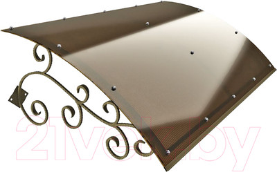 Козырек ИМпласт Скатный 1000х1600 Кованными Кронштейнами (сотовый поликарбонат 6мм, бронза)