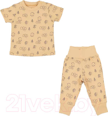 Комплект одежды для малышей MOWbaby Birds / 2-82 (желтый, р.68)