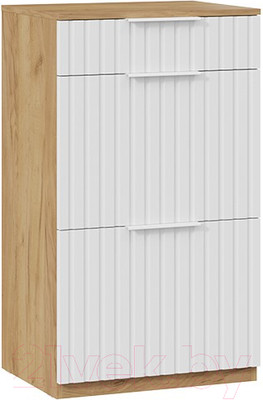 Тумба в прихожую ТриЯ Хилтон комбинированная Исп.2.1 (дуб крафт золотой/белый матовый)