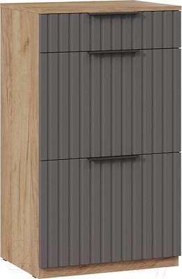 Тумба в прихожую ТриЯ Хилтон комбинированная Исп.2.1 (дуб крафт золотой/графит матовый)