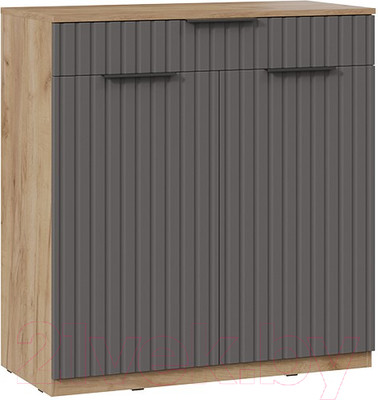 Тумба в прихожую ТриЯ Хилтон комбинированная Исп.2.2 (дуб крафт золотой/графит матовый)