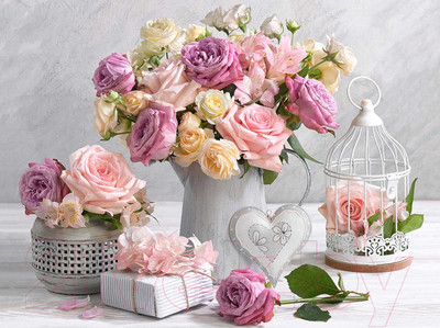 Набор алмазной вышивки Феникс+ Розовый букет / 65588