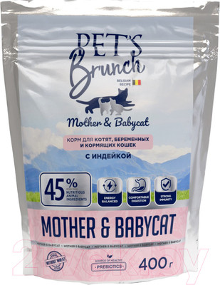 Сухой корм для кошек Pet's Brunch Для котят, беременных и кормящих кошек с индейкой (400г)