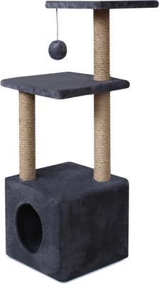 Комплекс для кошек Kogtik Венди со складным домиком / СД ms (серый/джут)