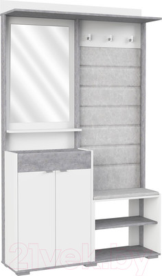 Секция в прихожую Аквилон Акцент №1 (белое сияние/цемент светлый)