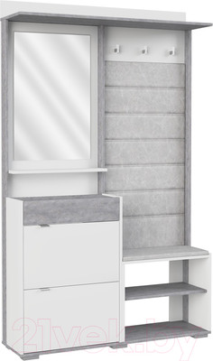 Секция в прихожую Аквилон Акцент №3 (белое сияние/цемент светлый)