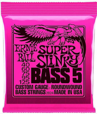 Струны для бас-гитары Ernie Ball 2824 Super Slinky 5-String Bass 40-125