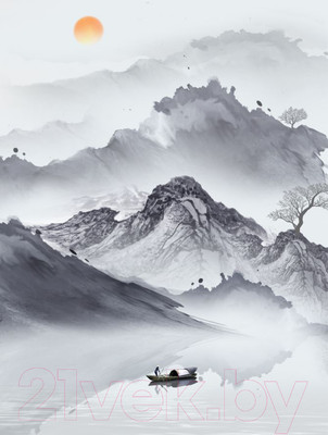 Фотообои листовые ФабрикаФресок Акварельная Япония и горы / 172265 (200x265)