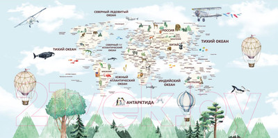 Фотообои листовые ФабрикаФресок Детская карта с лесом / 314200 (400x200)