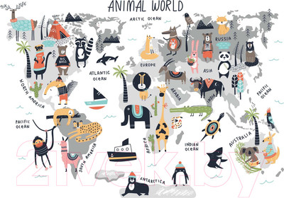 Фотообои листовые ФабрикаФресок Детская карта на английском / 394280 (400x280)