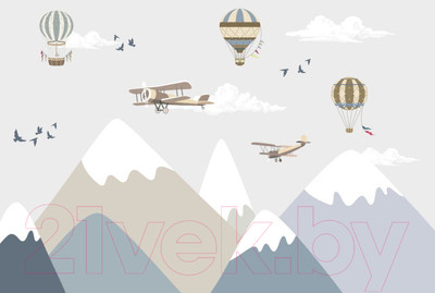 Фотообои листовые ФабрикаФресок Детские Горы и самолеты / 504270 (400x270)