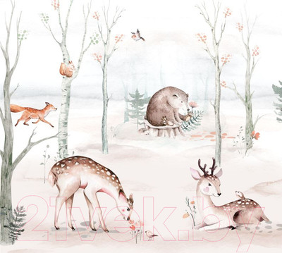 Фотообои листовые ФабрикаФресок Звери на поляне / 513270 (300x270)