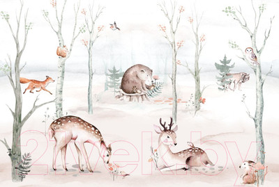 Фотообои листовые ФабрикаФресок Звери на поляне / 514270 (400x270)