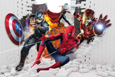 Фотообои листовые ФабрикаФресок Мстители из стены / 554270 (400x270)