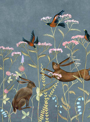 Фотообои листовые ФабрикаФресок Зайцы в цветах Афреска / 562270 (200x270)