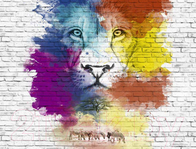 Фотообои листовые ФабрикаФресок Лев и граффити / 571301 (130x100)