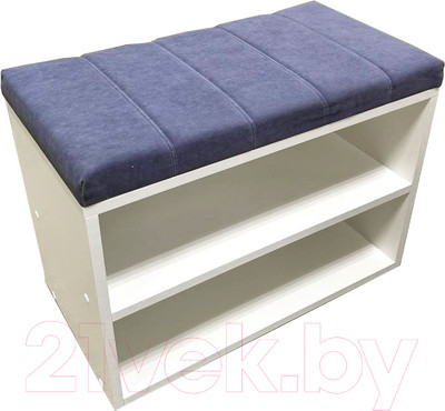 Тумба в прихожую Премиум София-8 (белый текстурный/серо-синий)