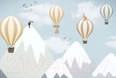 Фотообои листовые ФабрикаФресок Шары в горах и звери / 614270 (400x270)