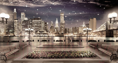 Фотообои листовые ФабрикаФресок Фреска Ночной Нью-Йорк / 665270 (500x270)