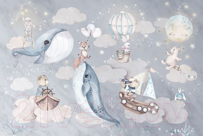 Фотообои листовые ФабрикаФресок Киты со зверями / 764270 (400x270)