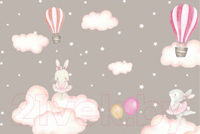 Фотообои листовые ФабрикаФресок Зайчики на облаках / 804270 (400x270)