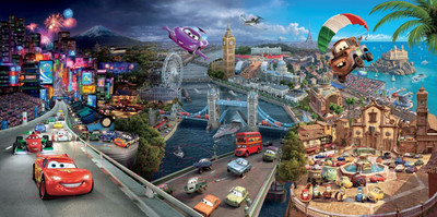 Фотообои листовые ФабрикаФресок Тачки в городе мультфильм / 881200 (200x100)