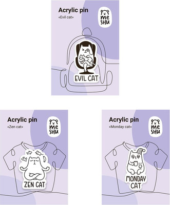 Набор значков Meshu Such Different Cats / MS_54866 (3шт)