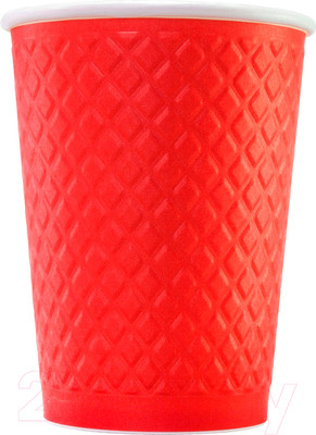 Набор бумажных стаканов Паксервис 300мл / EM90-430 (50шт, вафельный красный)