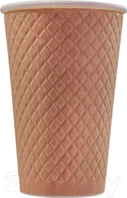 Набор бумажных стаканов Паксервис 400мл / EM90-530 (50шт, вафельный крафт)