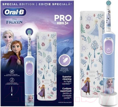 Детская электрическая зубная щетка Oral-B Vitality Pro Kids Frozen (с чехлом)