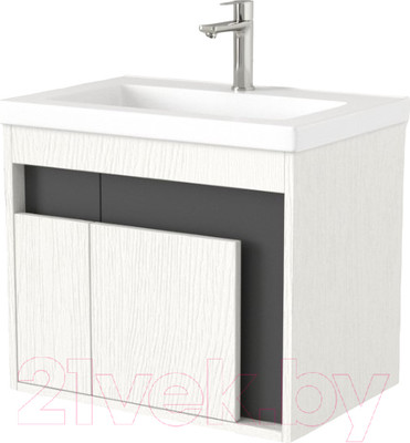 Тумба под умывальник Дабер 016 Тобага/Эридан/Артвин 60 / Т16.6Т.0.20 (белый древесный/серый)