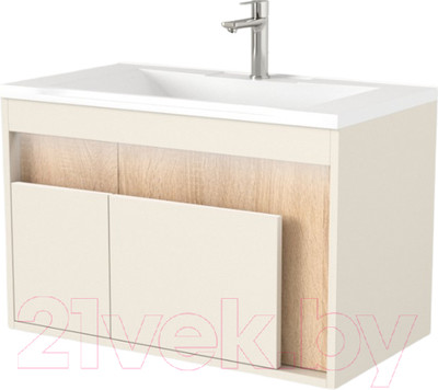 Тумба под умывальник Дабер 016 WeltWasser Deilbach 7517-60 / Т16.6W.0.18_light (с подсветкой, бежевый/дуб бардолино)