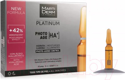 Ампулы для лица Martiderm Платинум Коррекция фотостарения Гиалуроновая кислота + (5x2мл)