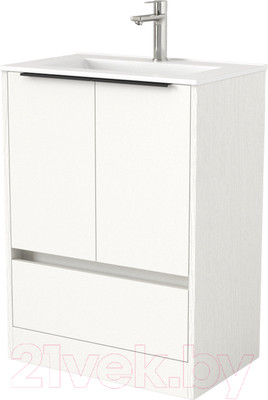 Тумба под умывальник Дабер 017 WeltWasser Deilbach 7517-60 / Т17.6W.0.5Ч (белый древесный/ручка черная)