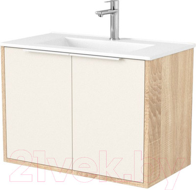 Тумба под умывальник Дабер 018 70 / Т18.7.0.18Б (бежевый/дуб бардолино/ручка белая)
