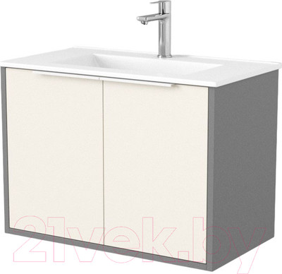 Тумба под умывальник Дабер 018 70 / Т18.7.0.19Б (бежевый/серый/ручка белая)