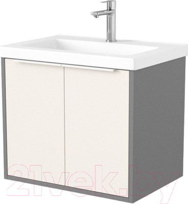 Тумба под умывальник Дабер 018 Тобага/Эридан/Артвин 60 / Т18.6Т.0.19Б (бежевый/серый/ручка белая)