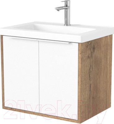 Тумба под умывальник Дабер 018 Тобага/Эридан/Артвин 60 / Т18.6Т.0.21Б (дуб галифакс/белый/ручка белая)