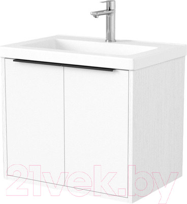 Тумба под умывальник Дабер 018 Тобага/Эридан/Артвин 60 / Т18.6Т.0.5Ч (белый древесный/ручка черная)
