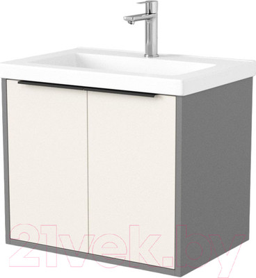 Тумба под умывальник Дабер 018 Тобага/Эридан/Артвин 60 / Т18.6Т.0.19Ч (бежевый/серый/ручка черный)