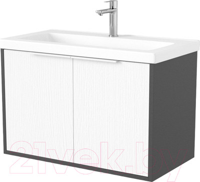 Тумба под умывальник Дабер 018 Тобага/Эридан 80 / Т18.8Т.0.20Б (белый древесный/серый/ручка белая)