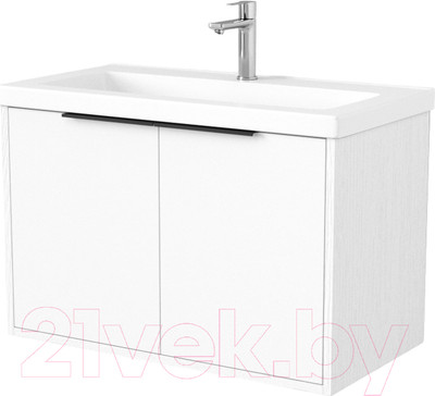 Тумба под умывальник Дабер 018 Тобага/Эридан 80 / Т18.8Т.0.5Ч (белый древесный/ручка черная)