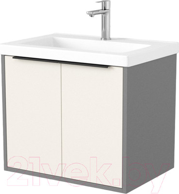 Тумба под умывальник Дабер 018 Тобага/Эридан 80 / Т18.8Т.0.19Ч (бежевый/серый/ручка черная)